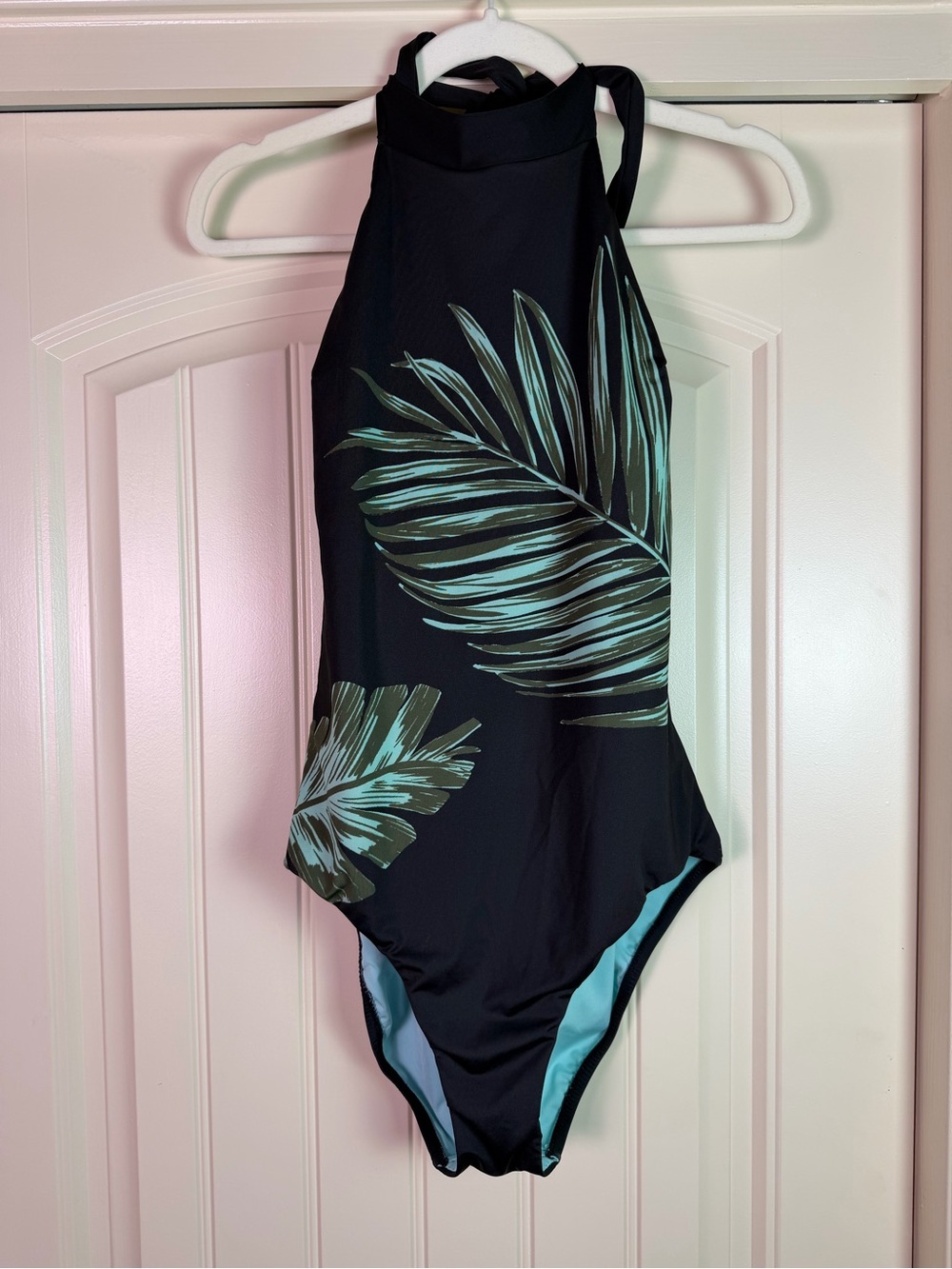 Sanctuary Black and Mint One-Piece Swimsuit with Palm Accent